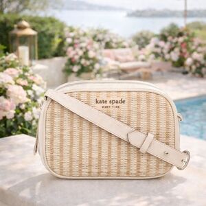 kate spade Cream Woven Crossbody Camera Bag